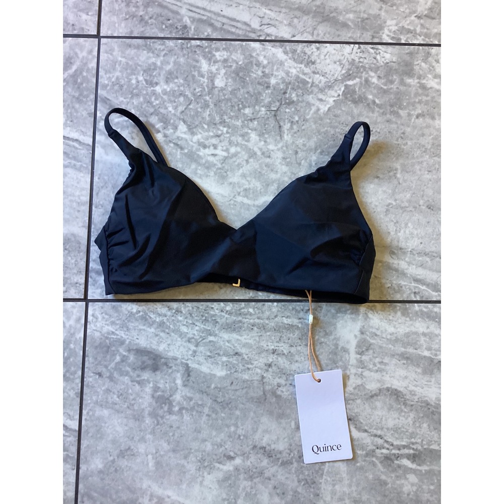 Quince Black Recycled Polyamide Triangle Bikini Top ATG001 Womens XS NWT